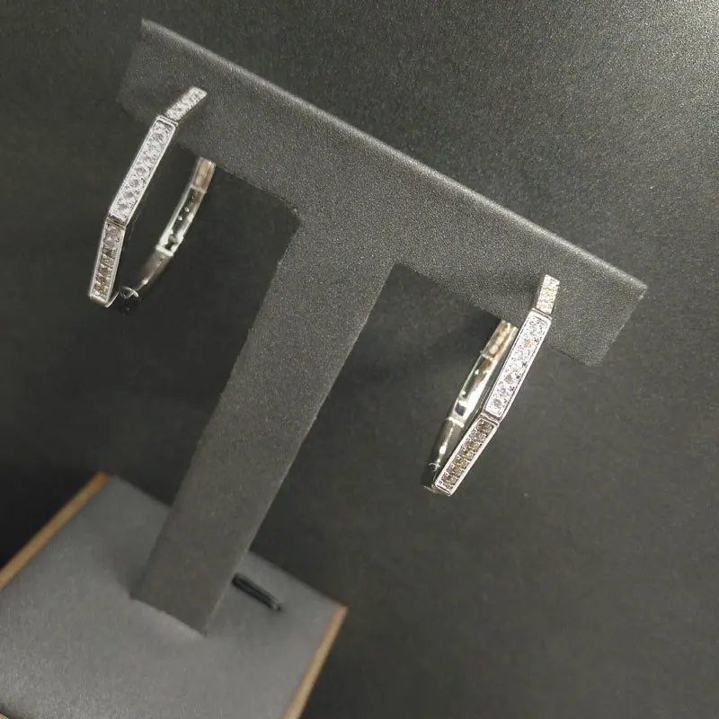 

s925 sterling silver August new octagonal geometric big earrings women European and American style design earrings