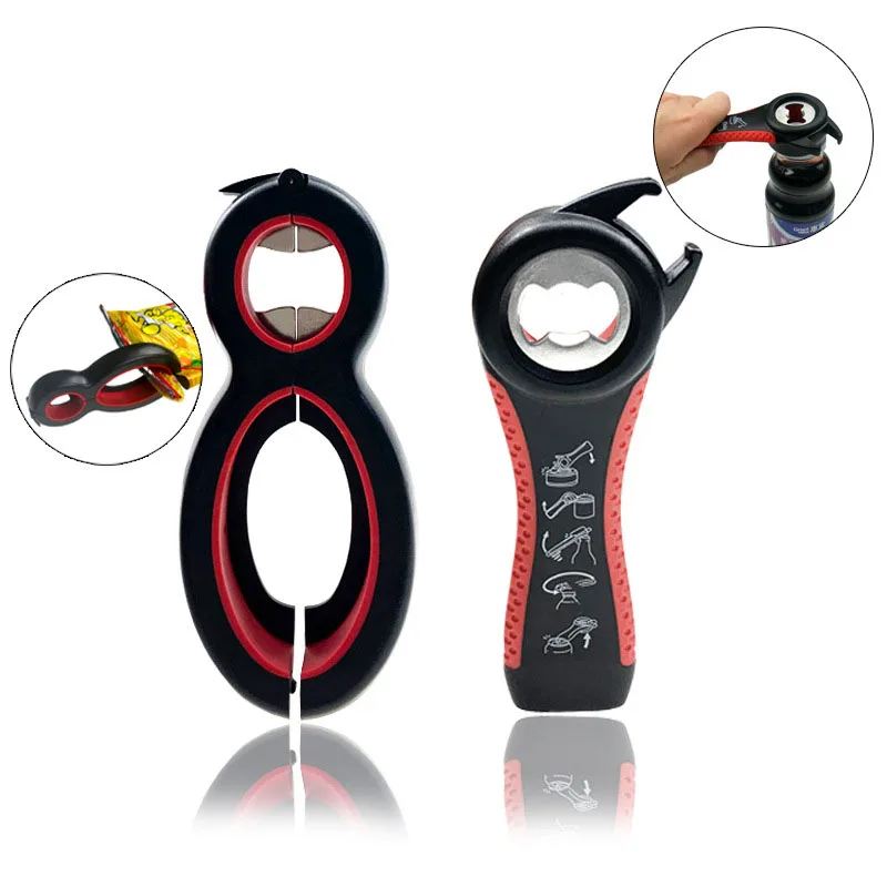 

2pcs/set Creative Bottle Opener 6 In 1 Can Opener Multi-function Figure 8 Cap Opener Set Beer Juice Bottle Opener Kitchen Tool