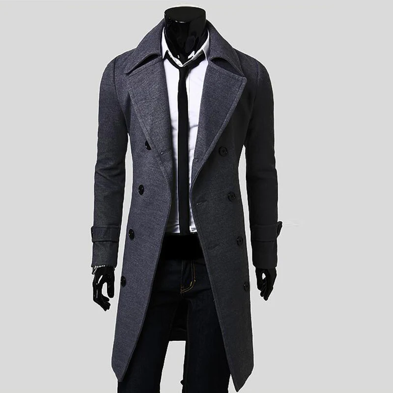 

Новинка 2021, облегающие мужские длинные пальто в английском стиле из смесовой шерсти в средневековом стиле, мужской Тренч, одежда, мужские од...