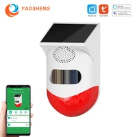 wireless 433mhz or wifi tuya smart life flash strobe outdoor solar infrared waterproof siren home burglar security alarm system