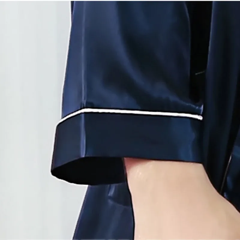 

Silk Robe Men Pajamas Sleepwear Long Sleeve Summer Men's Sloid Red Gray Blue Kimono Men Bathrobe Home Bath Gown