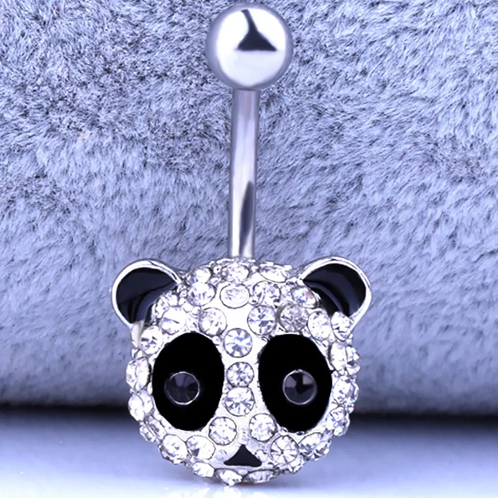 Q01344 National Wind Panda Diamond Piercing Jewelry Bright Belly Button Ring Navel Rings Anti Allergy Jewellery |