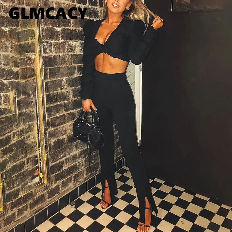 Женские узкие брюки карандаш с разрезом спереди однотонные высокой талией