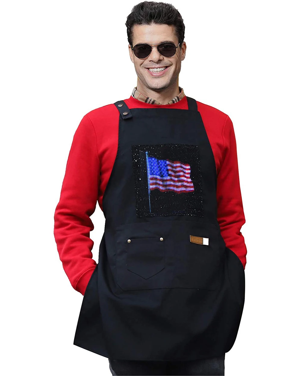 

WETALK Smart LED Apron, Unlimited Design Programmable Wireless Display Fashionable Creative Apron for Home Party,Stop Asian Hate