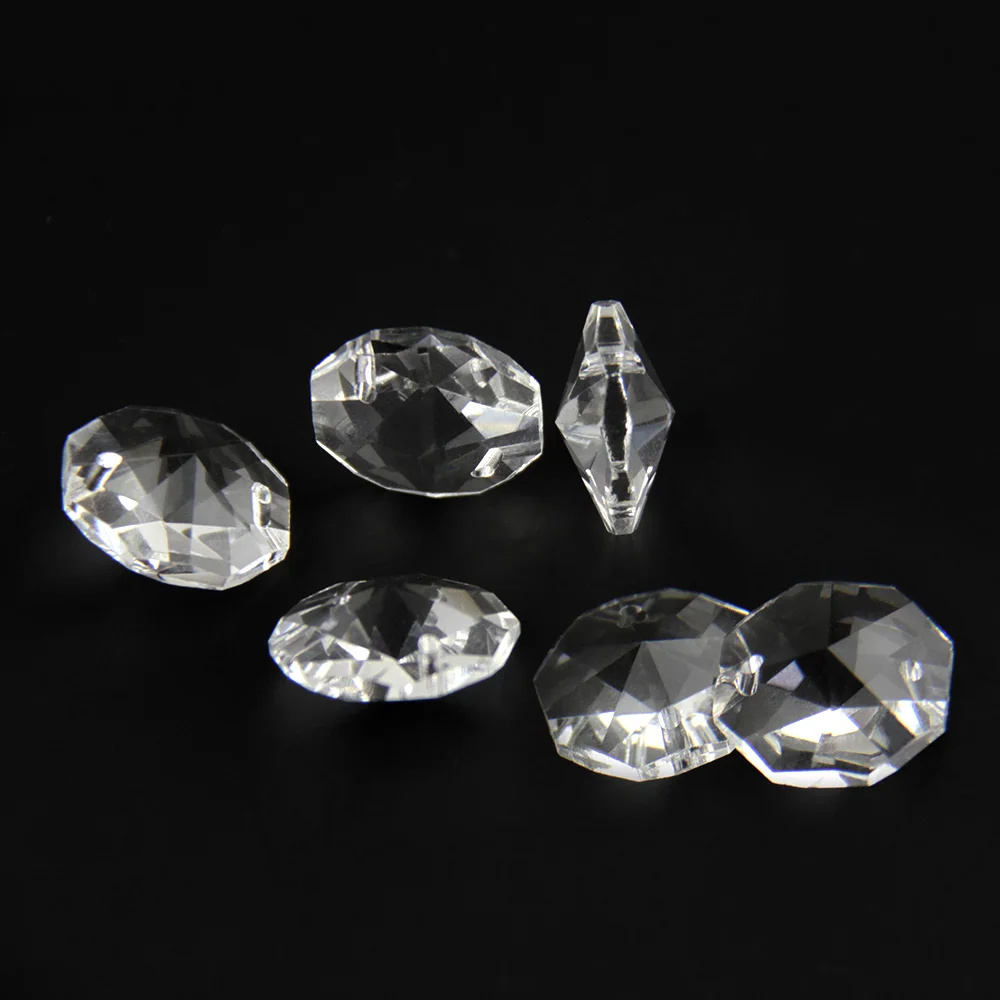 50 шт. прозрачные кристаллические Восьмиугольные бусины в 2 отверстиях 10 мм 14 16
