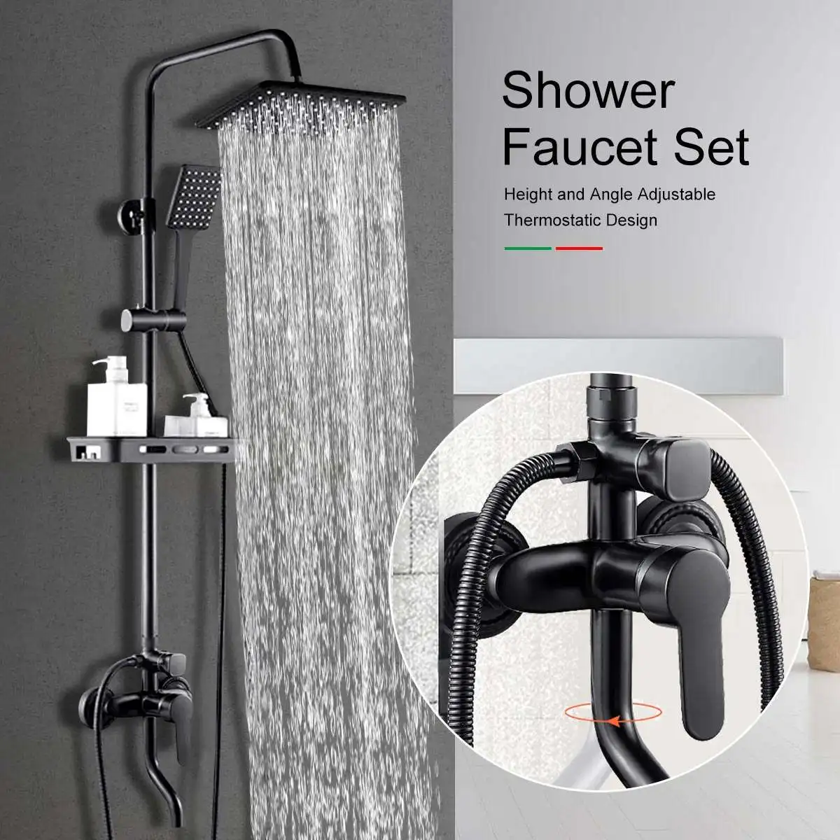 Bathroom Faucet Matte Black Rain Shower Bath Faucet Wall Mounted Bathtub Shower Mixer Tap Shower Faucet Shower Set