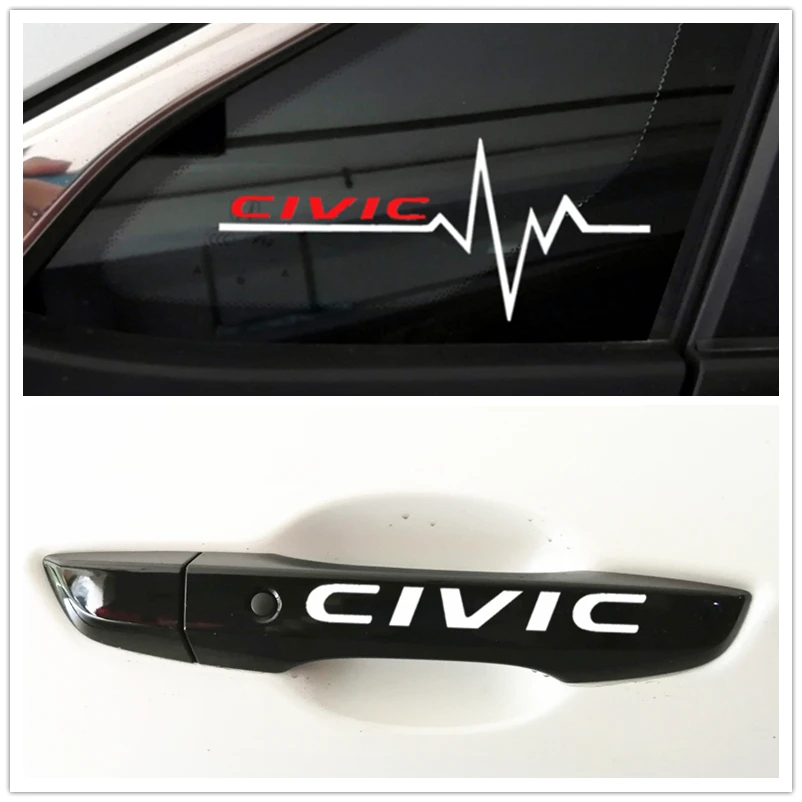 Pegatinas de coche Civic, decoración reflectante para Honda, parabrisas, cuarto, ventana, manija de puerta, maletero, parachoques, Auto Styling D30