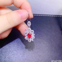 exquisite jewelry 925 sterling silver inlay with natural gem womens popular noble flower ruby pendant necklace support detectio