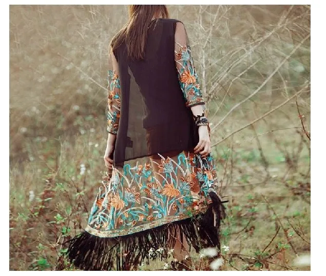 Летнее кимоно в богемном стиле кардиган повседневные Модные женские рубашки