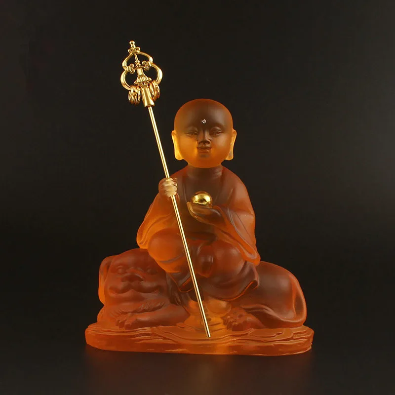

14cm Gold Resin Cute Design Ksitigarbha Tibetan Buddhist Buddha Statue Figurines Home Putting Decoration