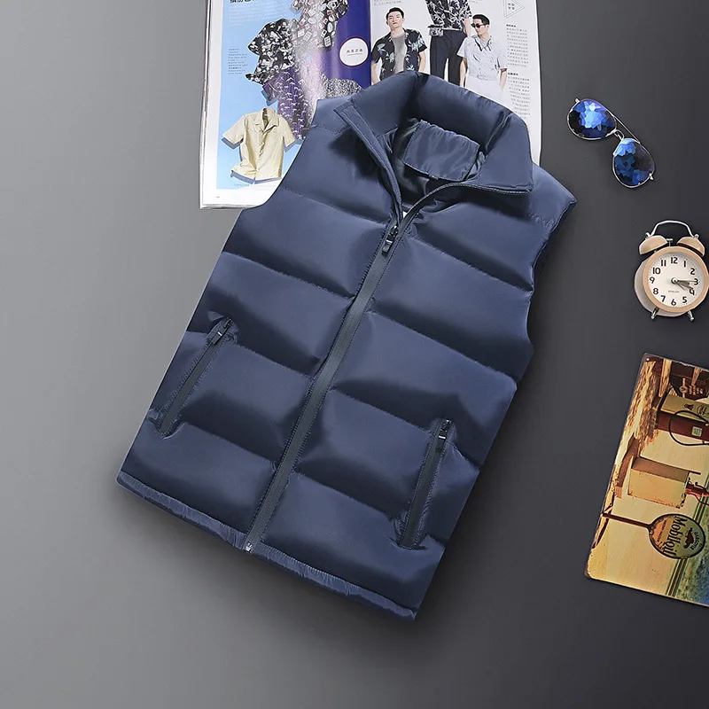 Plus Size 9XL Vest Jackets Men Winter Puffer Waist Coat Casual Men's Sleeveless Jacket Waistcoat Warm Vests Coat Male Black Blue