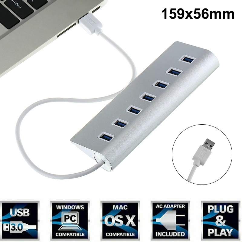 

Новые 7 Порты и разъёмы USB 3,0 HUB адаптер до 5 Гбит/с быстрой передачи данных адаптер для Macbook Pro Air портативных ПК Компьютерные аксессуары