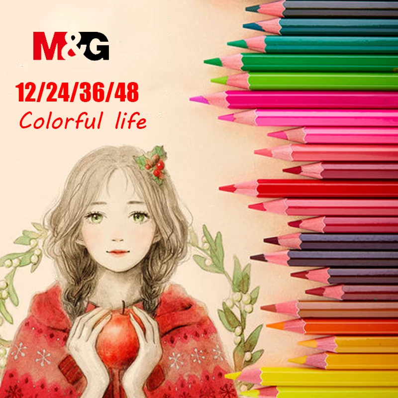 

M&G Watercolor Pencil 12/24/36/48 Colors Stationery Student Pencils For School Stationery Colour Pencils For Drawing Office