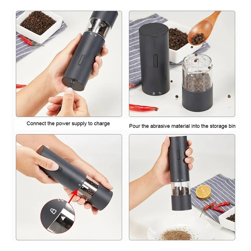 

Stainless Steel Electric Automatic Salt and Pepper Mill Adjustable Grinding Cooking Accessories Kitchen Tools