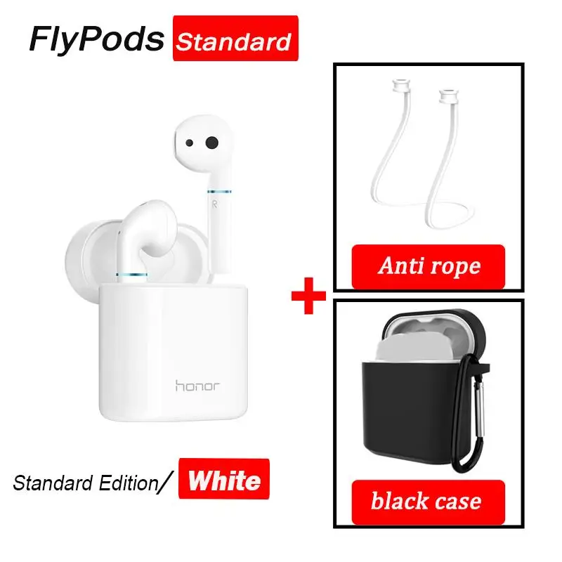 white standard black Honor Flypods/flypods pro Беспроводные сенсорные водонепроницаемые динамические наушники с управлением беспроводным зарядным устройством Bluetooth 5,0 - Цвет: white standard black