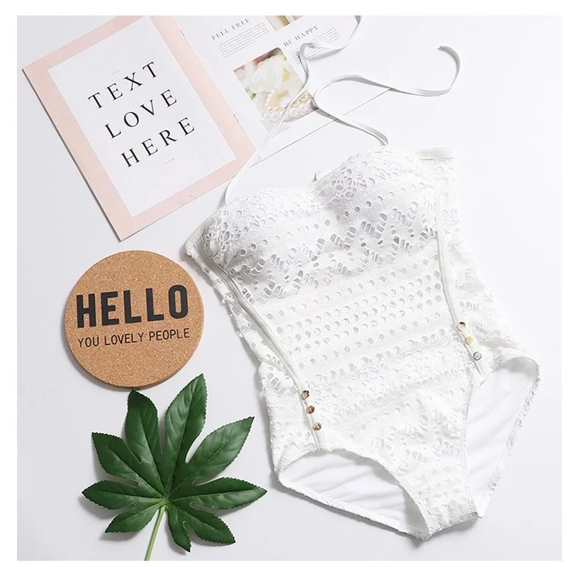 

WEPBEL 2021 Sexy Women Bikini Bandage Push Up Swimwear Lace One Piece Swimsuit Bathing Beachwear Bodysuit