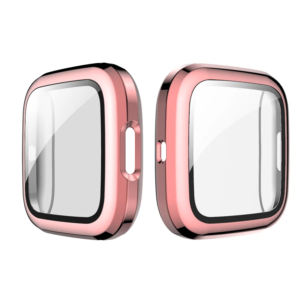 Full Cover Plating PC Case with 9H Hard Tempered Glass Screen Protector Smart Watch Accessories for Fitbit Versa 2 | Наручные часы