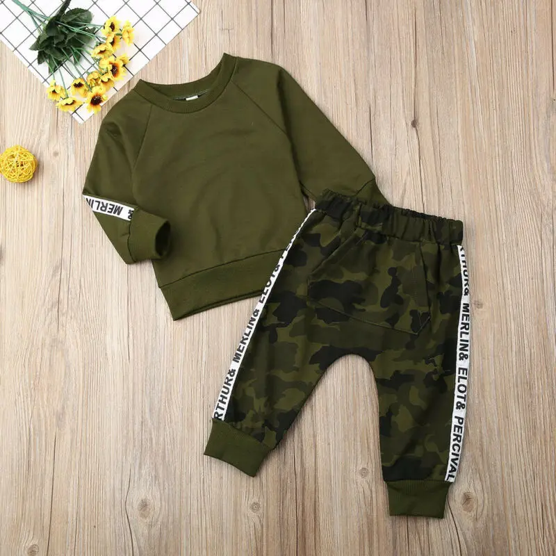 

Toddler Kids Baby Girl Boy T-Shirt Tops + Pants Tracksuit Sportswear 2PCS Set