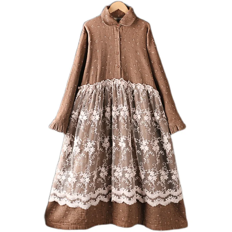 

New Spring Dress women patchwork long sleeve loose dress