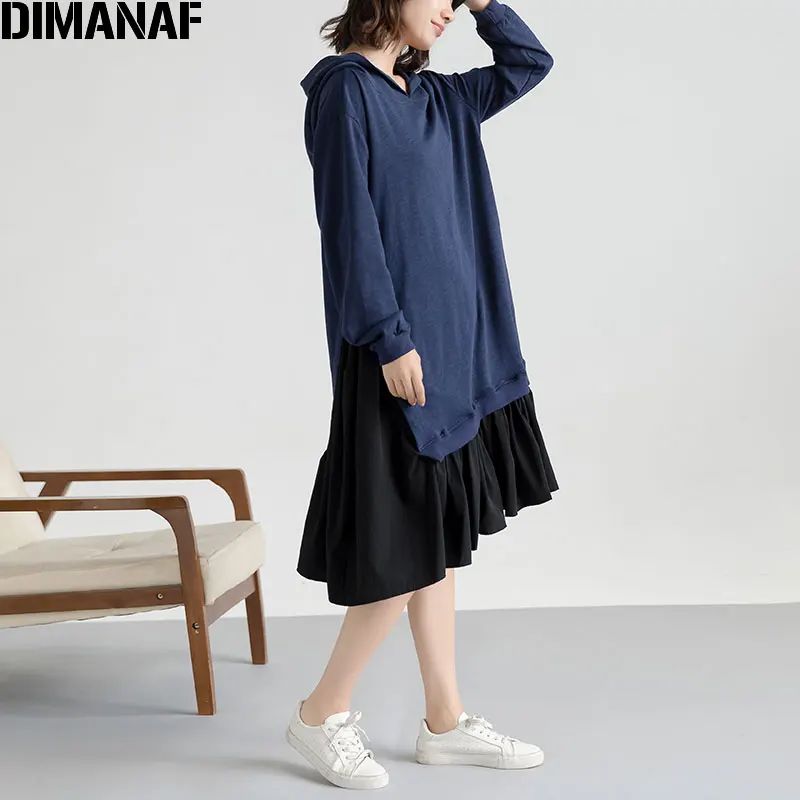 DIMANAF женское платье большого размера Осень Vestidos плиссированные шифоновые