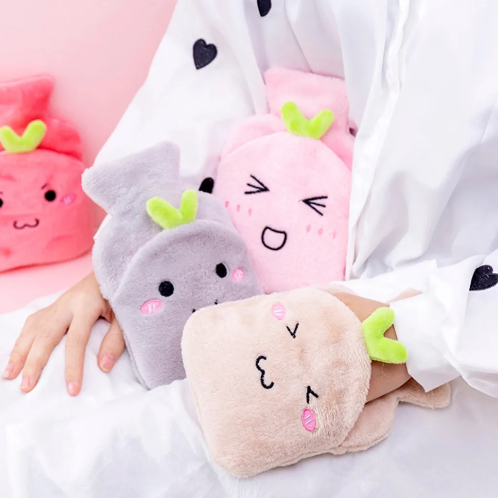 Милая мультяшная плюшевая теплая сумка для воды горячая бутылка