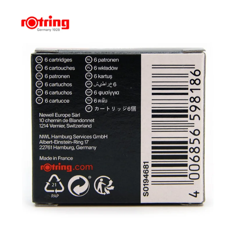 Набор чернил rotring ArtPen синие/черные чернила 2 коробки |