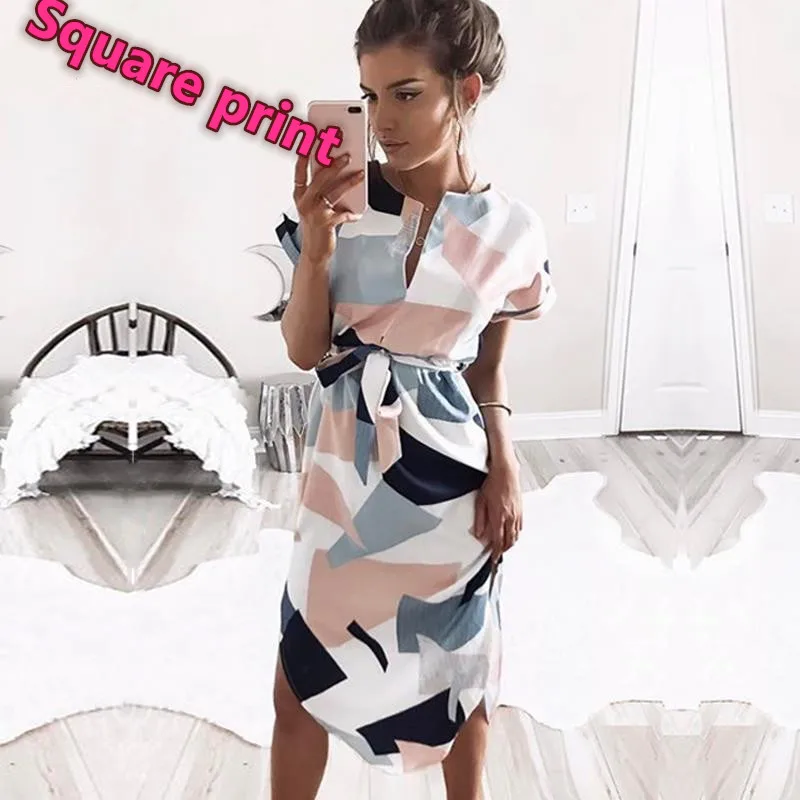 

Summer Dress Women Sexy Clothes Square V-Neck Midi Lace Up Elegant Fashion A-Line Short Batwing Sleeve Aesthetic Robe Fille Ropa