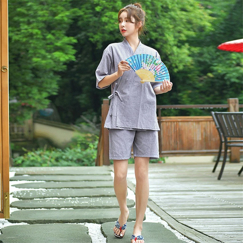 Традиционная пижама в японском стиле для мужчин и женщин кимоно из 100% хлопка