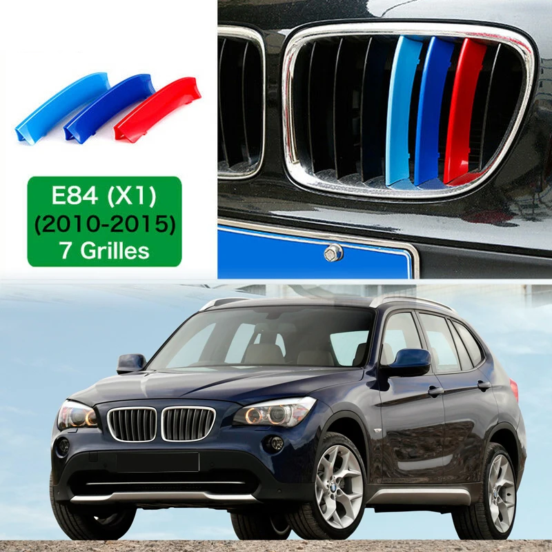 Sport M Style Color 7 Slat Grille Cover Clip Trim For BMW X1 E84 2010-2015 Front Kidney Grill Decorative Parts