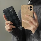 Кожаный силиконовый чехол в ретро-стиле с алмазной сеткой для телефона iPhone 13 Pro Max 12 Pro Max 11 XS XR X 8 7 Plus SE 2020, роскошный мягкий чехол