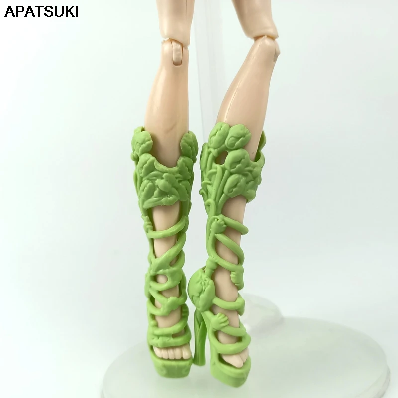 Зеленая модная обувь для куклы Monster High Doll на высоком каблуке ботинки Ever After 1/6