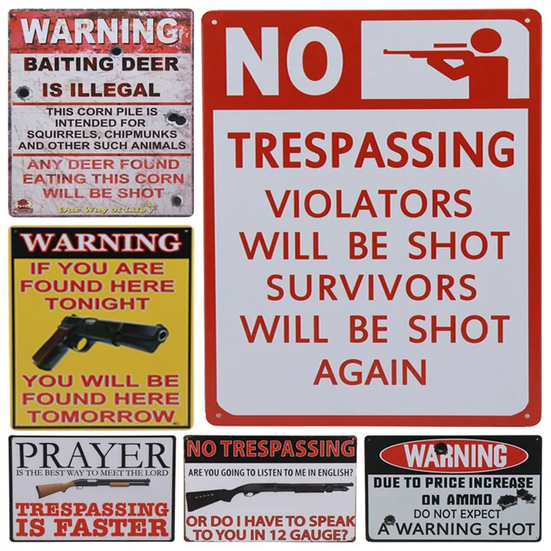 30X20cm Настенный декор предупреждение опасность не вторжение пистолет