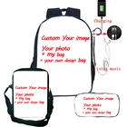 Рюкзак с USB-зарядкой и индивидуальным рисунком под заказ, Школьный рюкзак 3 шт.компл., рюкзак + сумка через плечо + чехол-карандаш, Прямая поставка