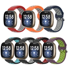 For Fitbit versa 3 silicone Double color strap Metal buckle sports breathable wristband bracelet ban