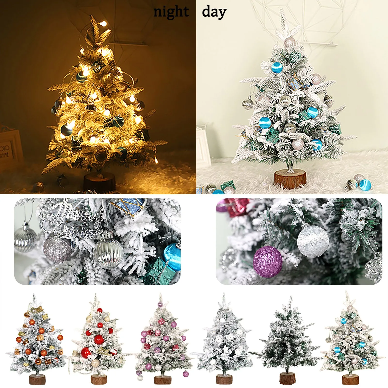

Настольная мини Рождественская елка, Миниатюрная сосна, Рождественская елка с подвесными украшениями, маленькая искусственная настольная ...