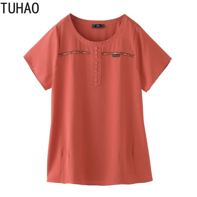 

TUHAO Summer Tops 10XL 9XL 8XL Plus Size Blouse Orange Casual Blusas Mujer Woman Clothing Elegant Women Shirts Blouses MS06