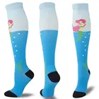 Разноцветные женские и мужские длинные Компрессионные носки до колена, эластичные тянущиеся женские вечерние носки
