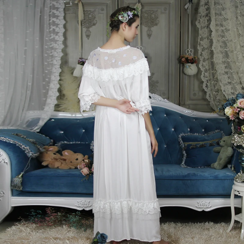 Женский халат, ночная рубашка, длинная ночная рубашка, винтажная элегантная Домашняя одежда, женское длинное платье, длинные ночные рубашки