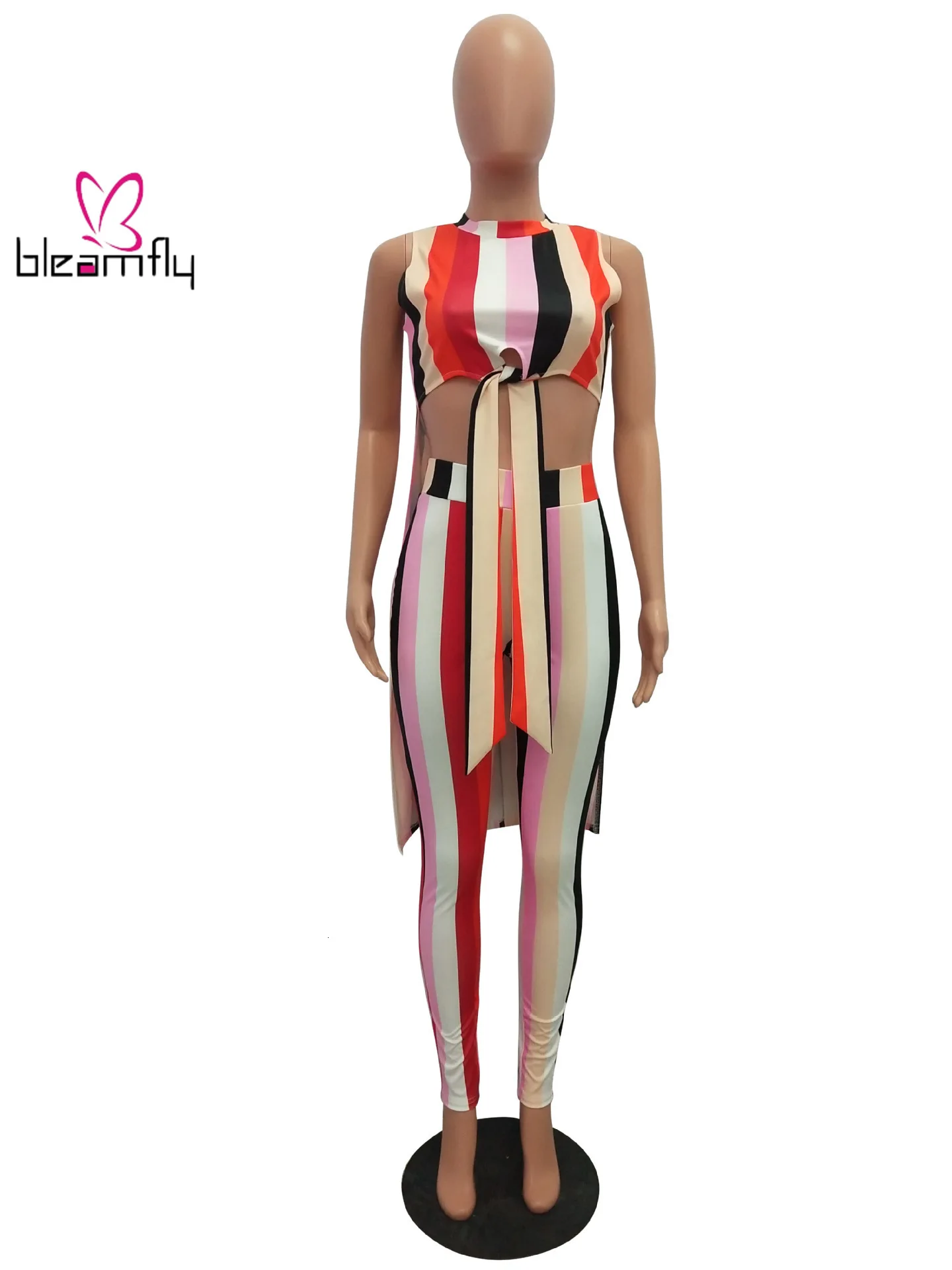 Новинка 2019 женский летний комплект полосатый принт высокая низкая длина макси