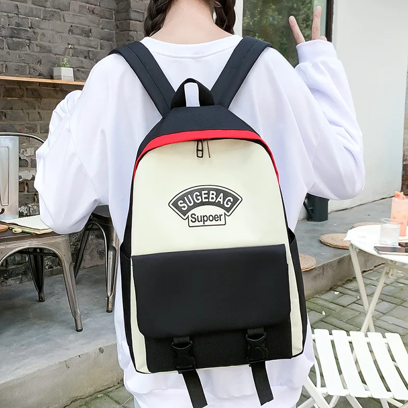 

4 Sets/Pcs Woman Laptop Backpack Ribbons School Backpacks Solid Schoolbag For Teenagers Girls Student Book Bag Female Satchel