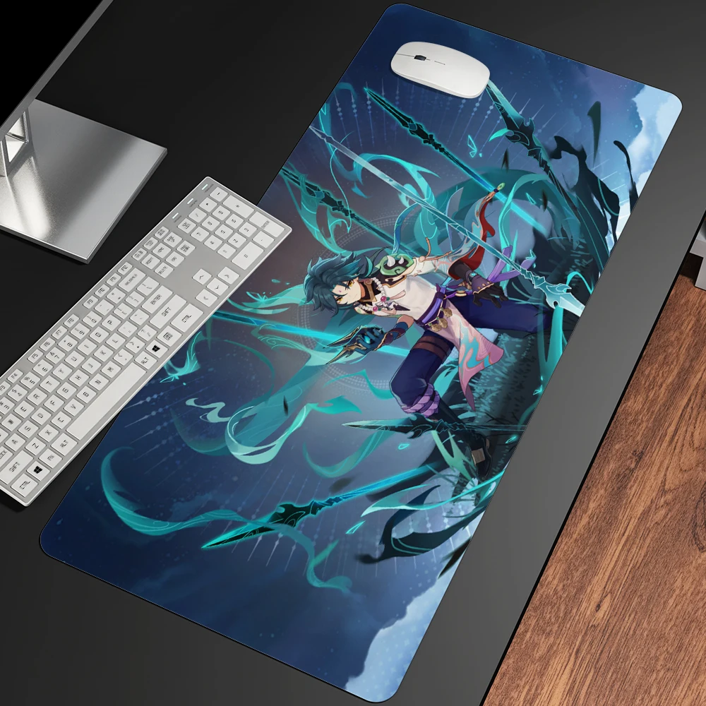 genshin impact 90x40 large mouse pad gaming accessories xxl pc laptop gamer mousepad anime antislip mat keyboard desk mat carpet free global shipping