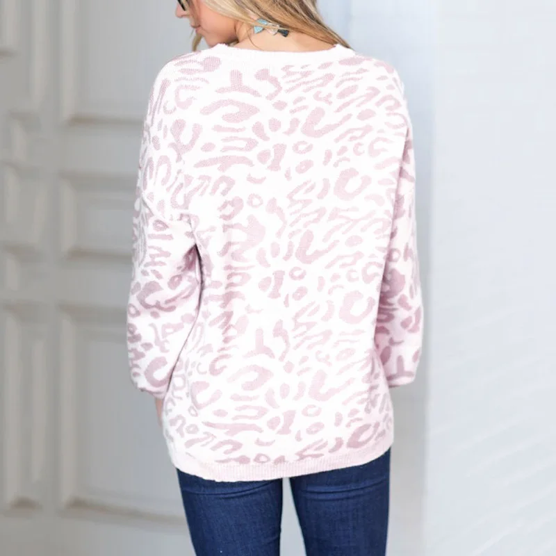 

Before You Go Mocha Brown Leopard Top Women Casual Sweater Leopard Print Loose Knitted Sweater FS99