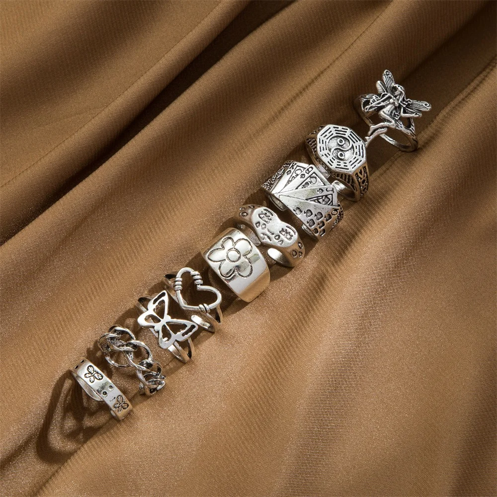 Набор Колец IFME для мужчин и женщин винтажные серебряные перстни в форме сердца