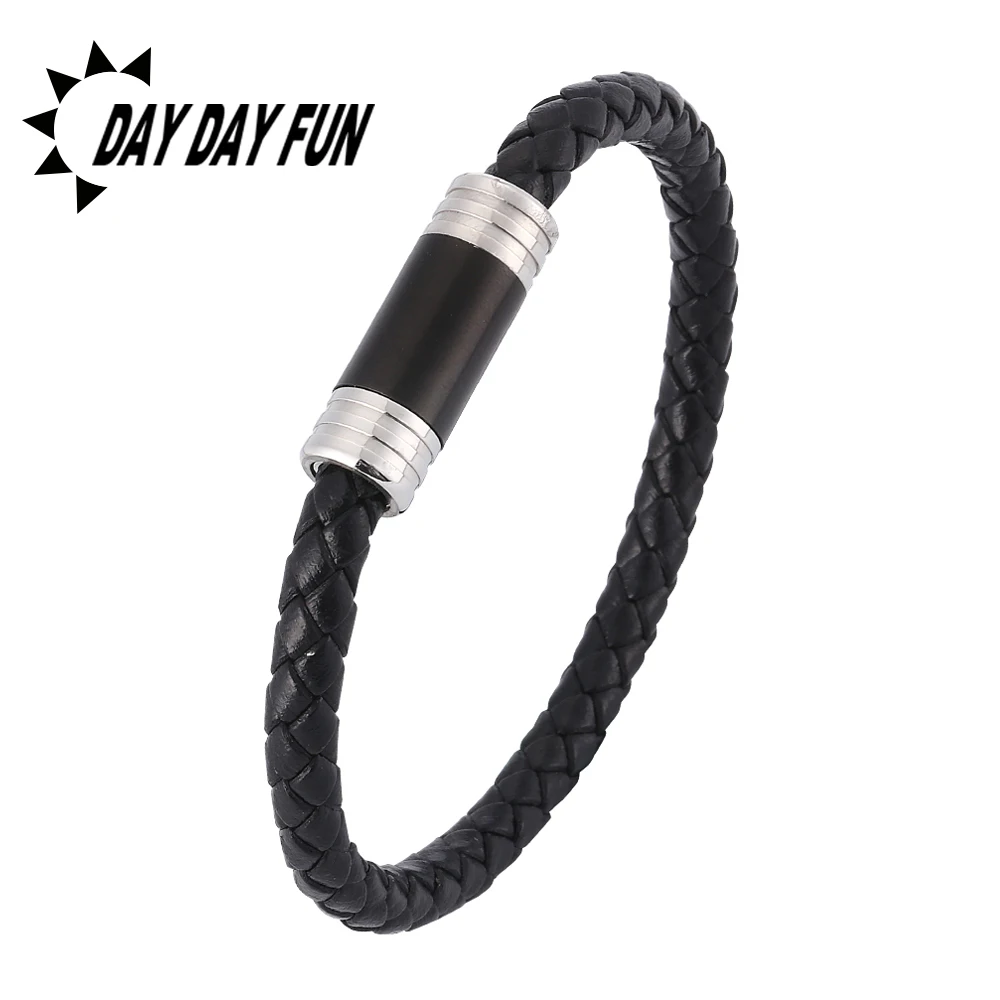 Модный черный коричневый плетеный кожаный Шарм мужской браслет женские