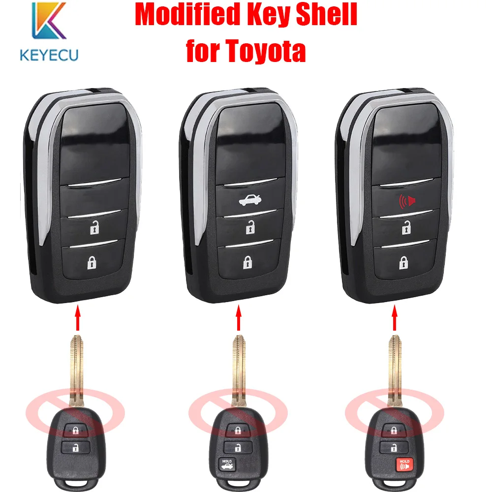 

Keyecu Modified Folding Flip Remote Car Key Shell Case 2/3/4 Buttons for Toyota Yaris RAV4 Highlander Prius HYQ12BDM HYQ12BEL