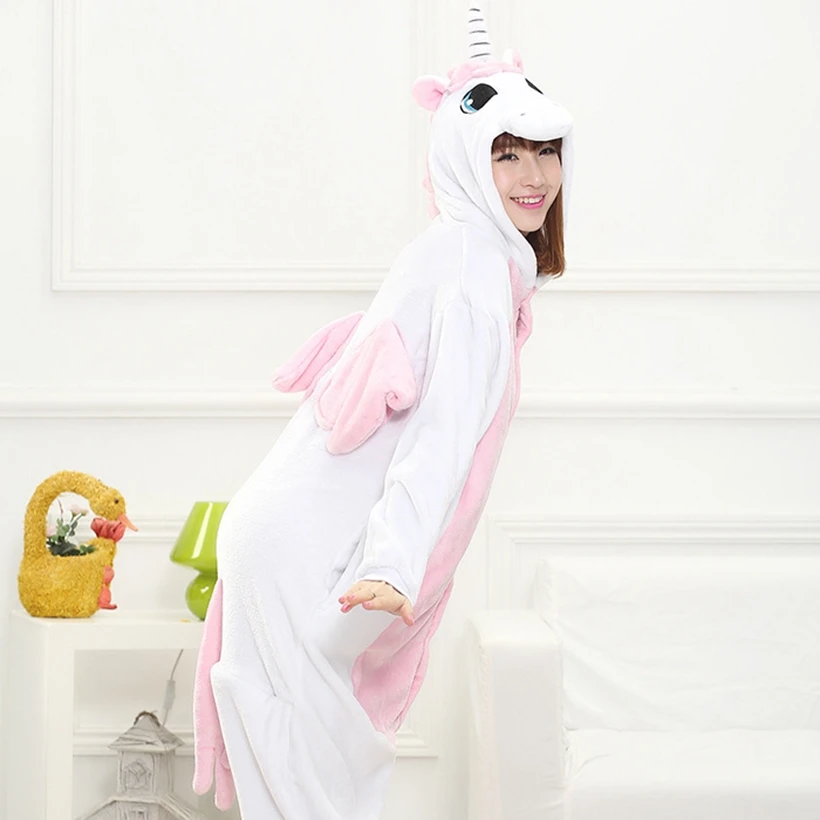 Winter Flannel Unicornio Kigurumi Women Men Onesies Cute Cartoon Animal Unicorn Pajamas Set Unisex Pyjama Pijama Sleepwear