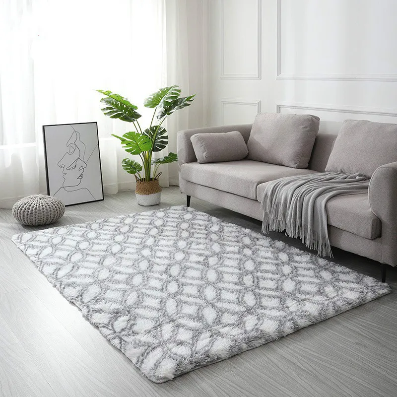 

Thick Carpet for Living Room Tie Dyeing Plush Fluffy Floor Mats Shaggy Window Bedside Carpet Non-slip Velvet Mat Home Decor Rugs