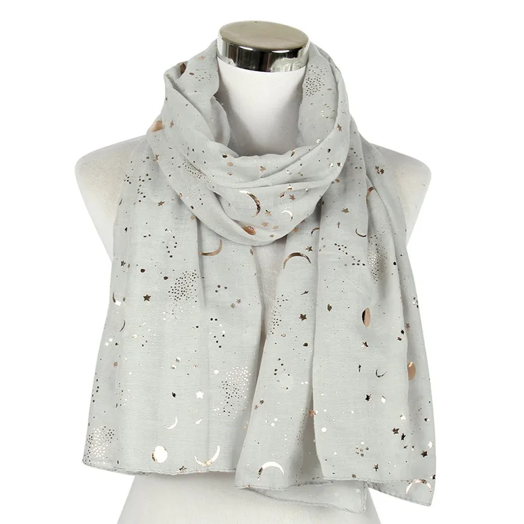 Новые модные тонкие шарфы Женский палантин черный темно синий звезда луна