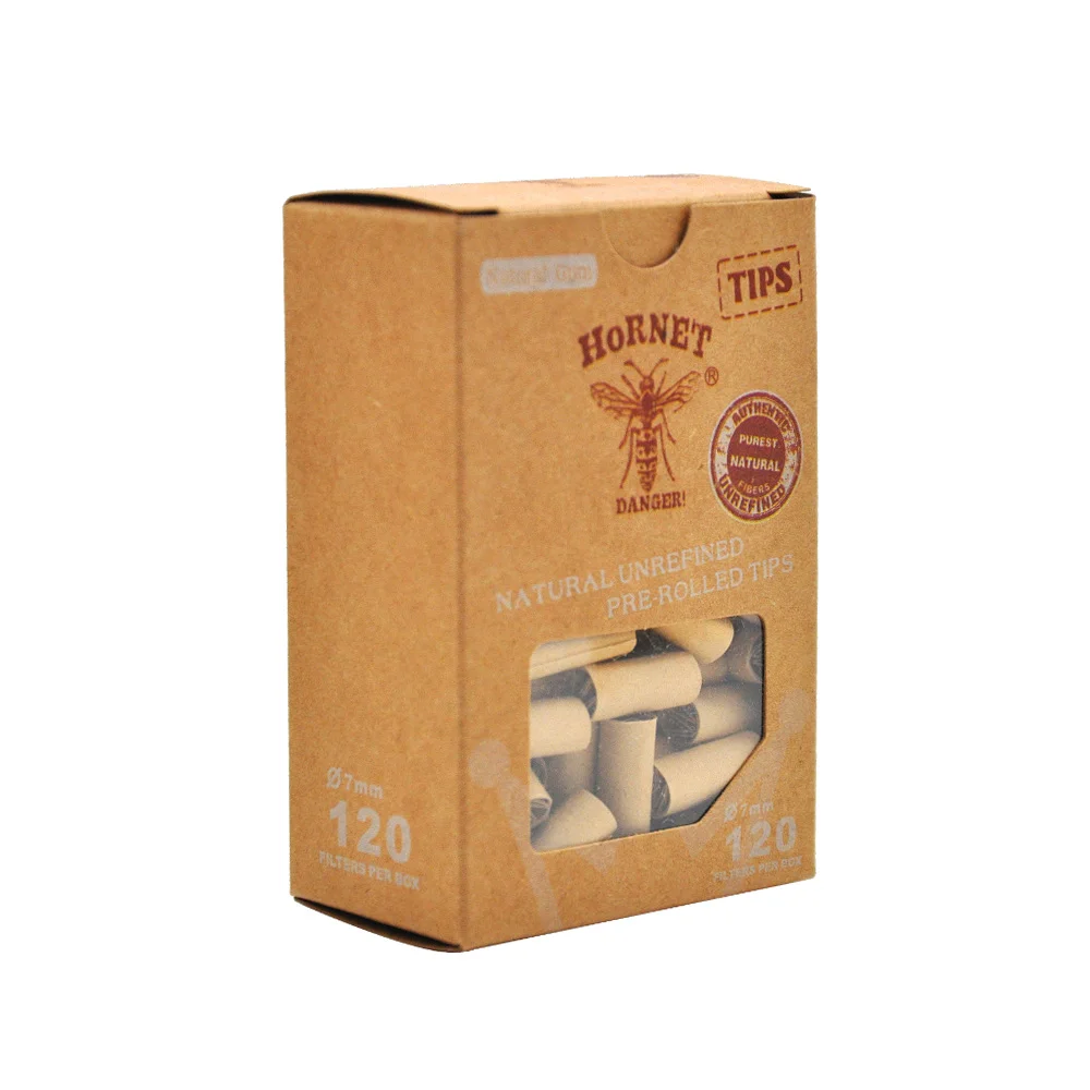 1 box brown 7MM HORNET DANGER 120 x HORNET 6 мм/7 мм Тонкий предварительно свернутый натуральный нерафинированный сигаретный фильтр, сменные наконечники 6 мм Тонкий прокатный фильтр - Цвет: 1 box brown 7MM