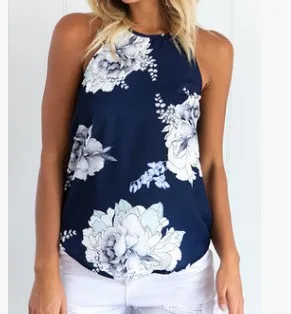 Блузка для женщин Большие размеры 2021 без рукавов с цифровым цветочным принтом